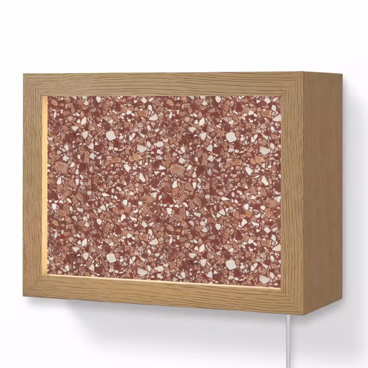 Lightbox - Wandlamp - Terrazzo - Patroon - Steentextuur - Roodbruin — 1