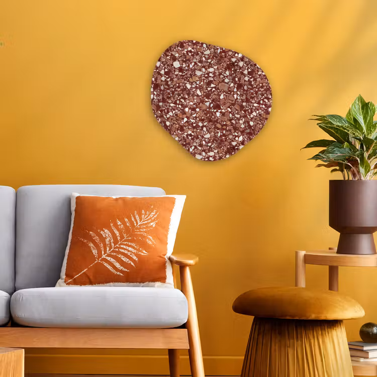 Organisch schilderij - Forex - Terrazzo - Patroon - Steentextuur - Roodbruin — 3