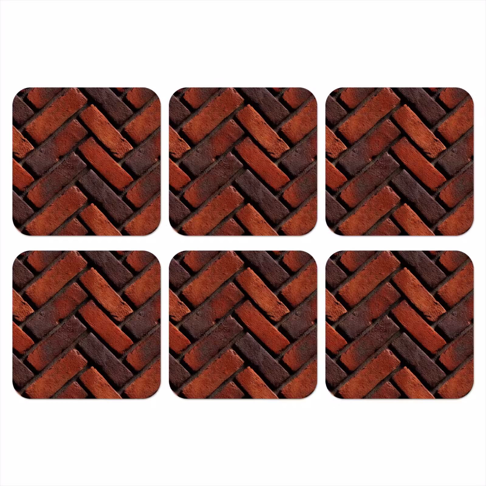 Onderzetter - Bakstenen - Visgraat - Structuur - Roodbruin — 1