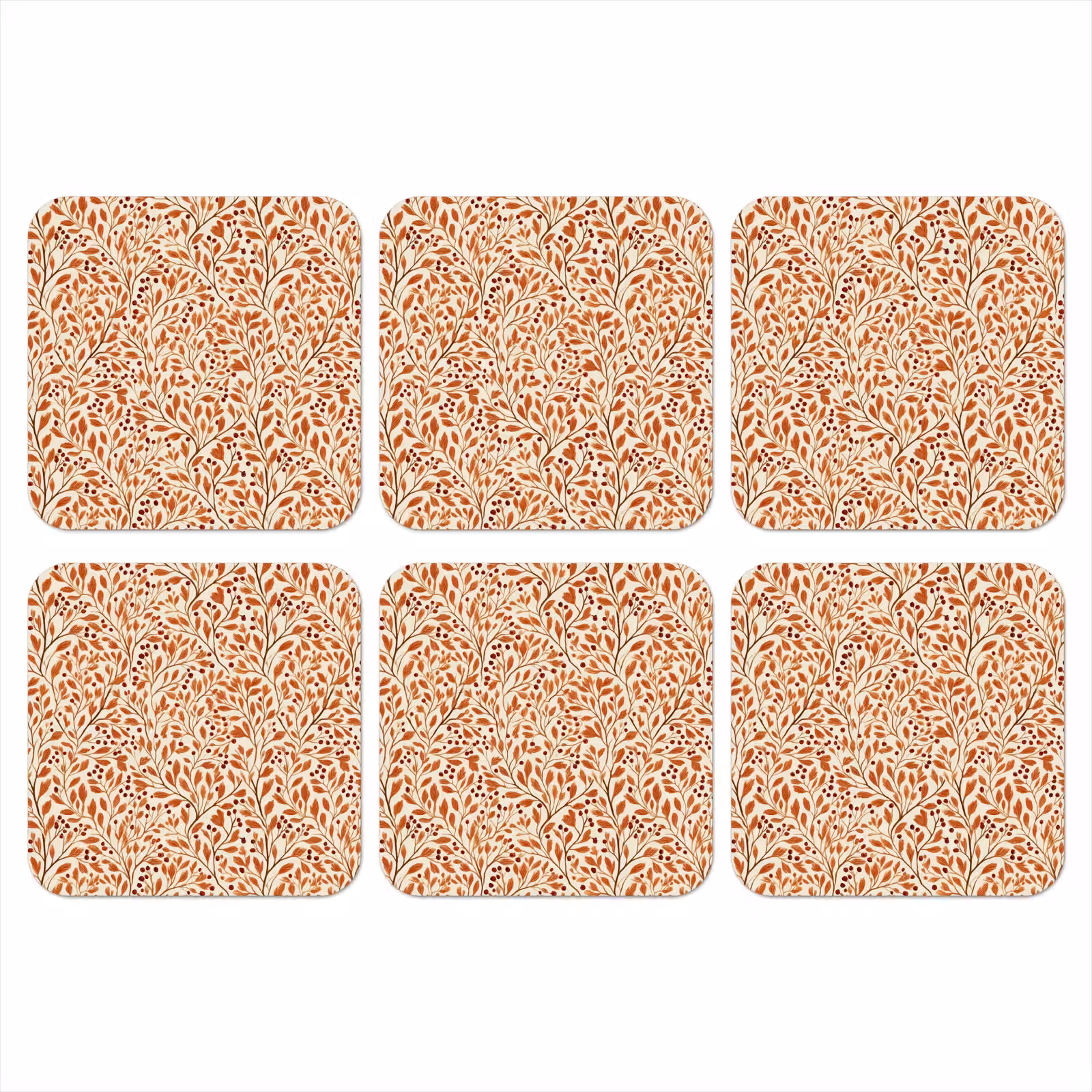 Onderzetter - Bladeren - Botanisch - Terracotta — 1