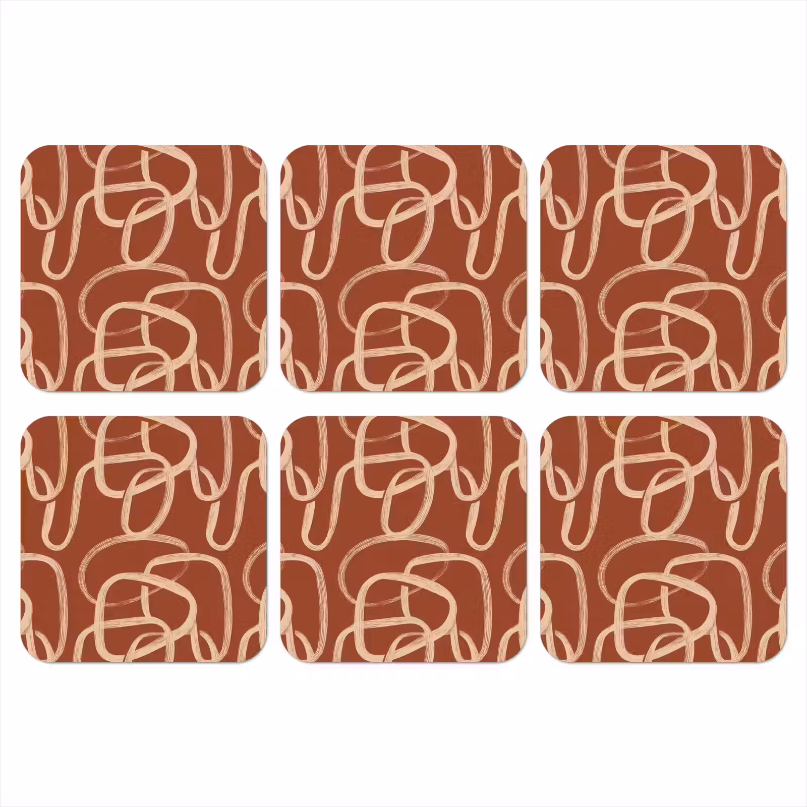 Onderzetter - Lijnen - Abstract - Organisch - Terracotta - Crème — 1