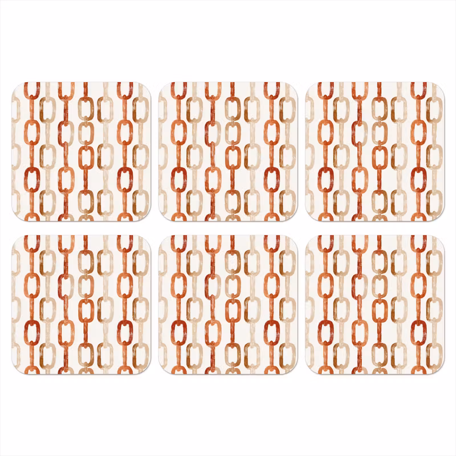 Onderzetter - Schakels - Patroon - Aquarel - Terracotta — 1