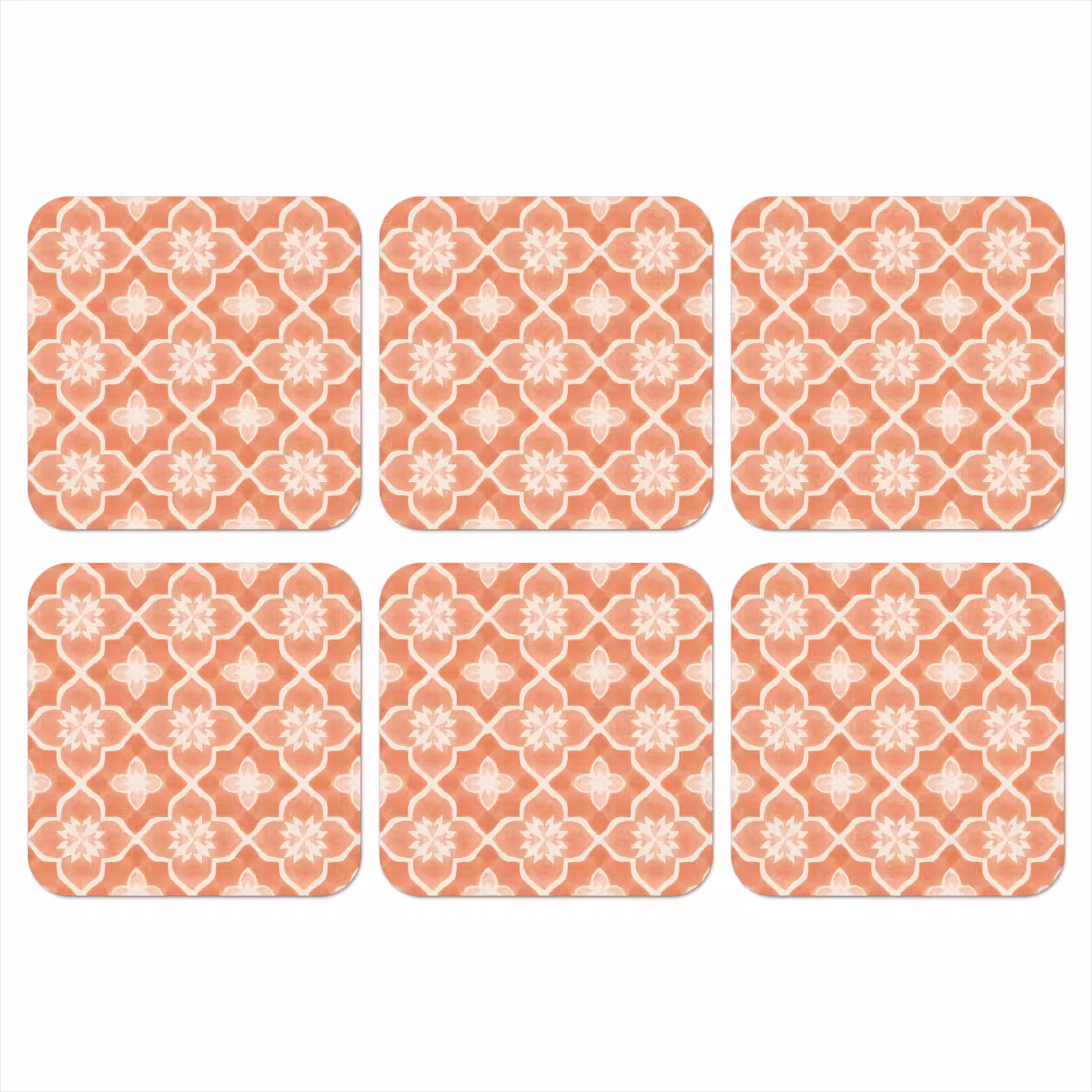 Onderzetter - Tegelpatroon - Arabesk - Vintage - Terracotta — 1