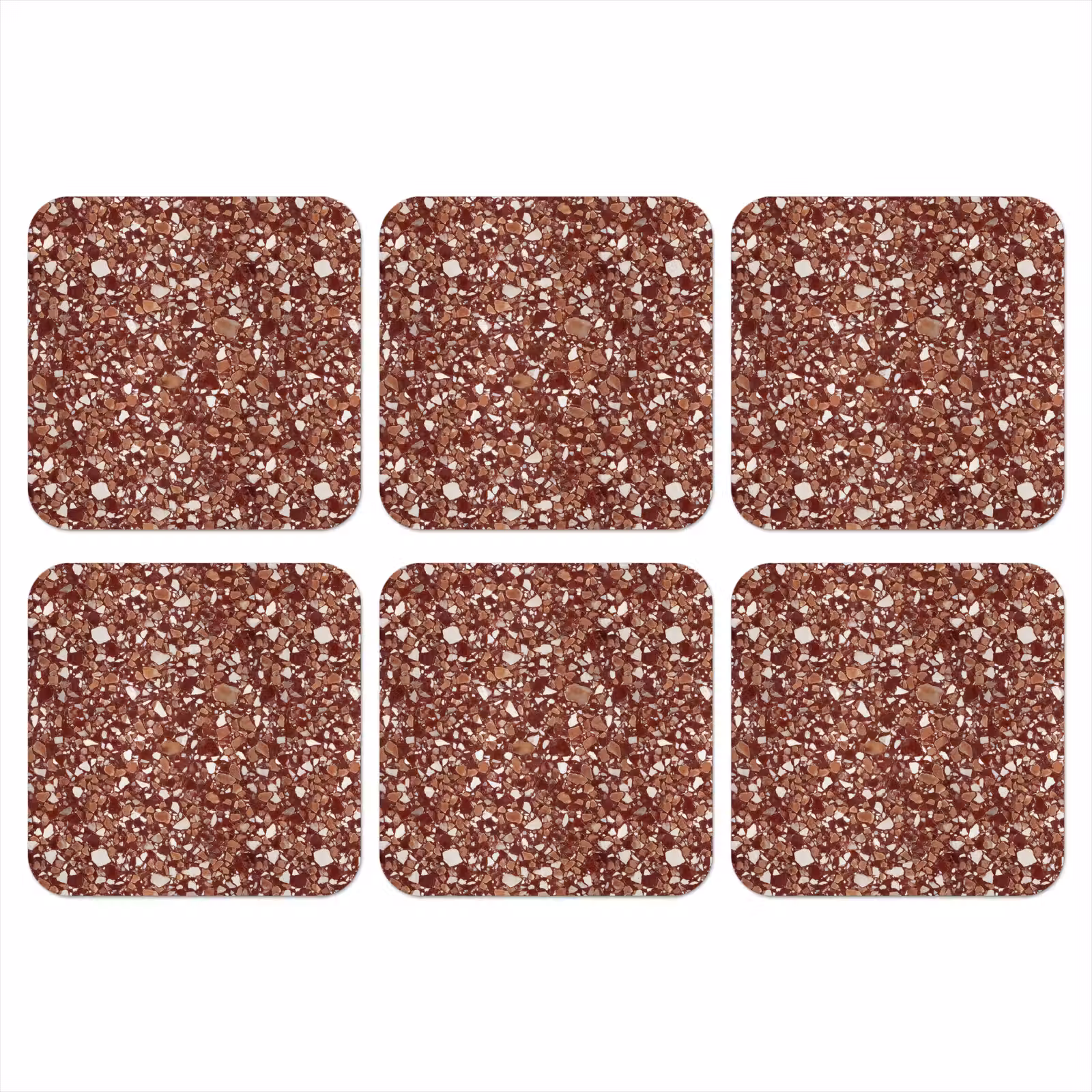 Onderzetter - Terrazzo - Patroon - Steentextuur - Roodbruin — 1