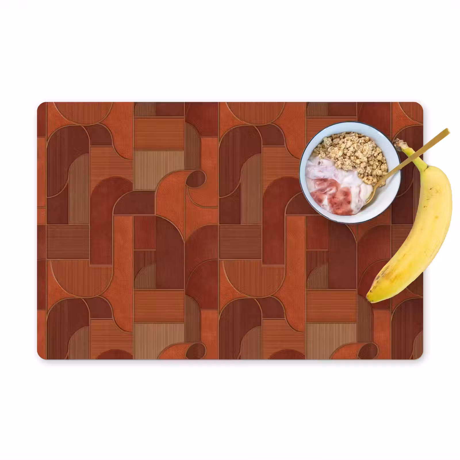 Placemat - 6 stuks - Geometrisch - Abstract - Textuur - Bruin — 1