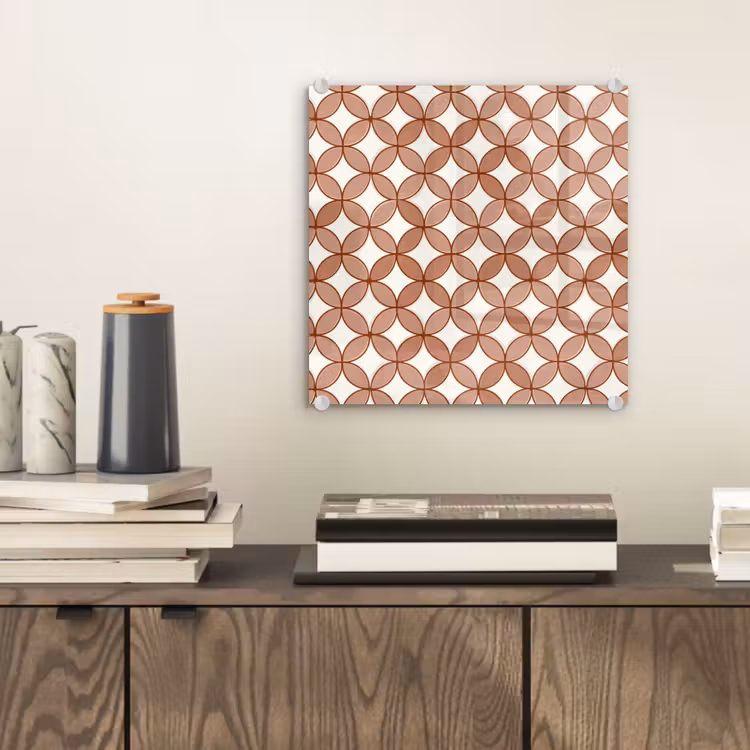 Glas schilderij - Geometrisch - Cirkels - Modern - Terracotta — 2