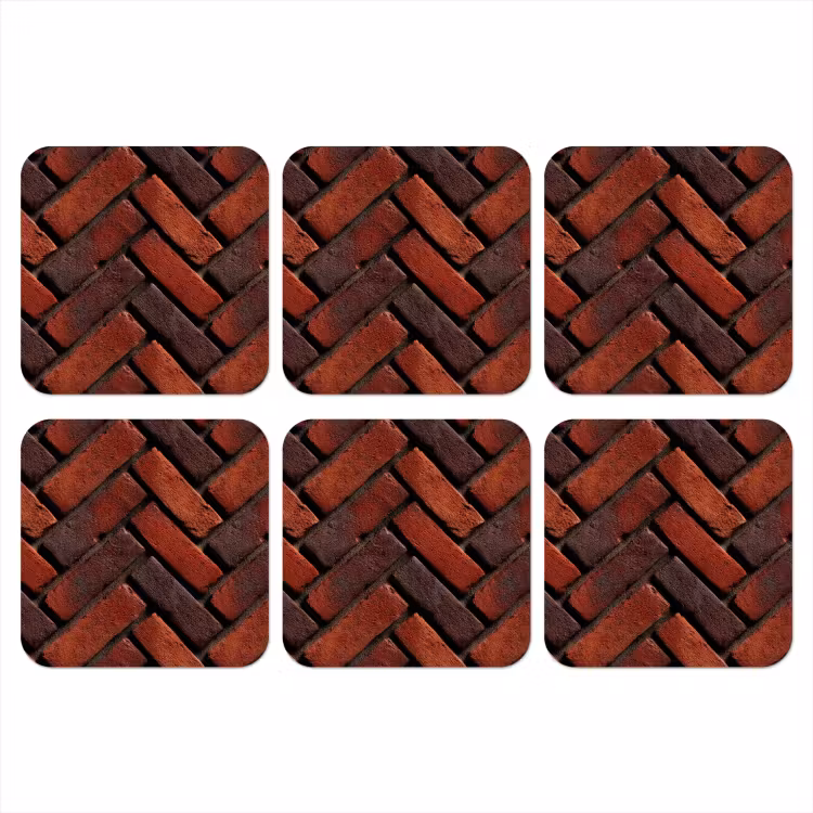 Onderzetter - Bakstenen - Visgraat - Structuur - Roodbruin — 1