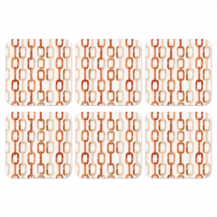 Onderzetter - Schakels - Patroon - Aquarel - Terracotta — 1