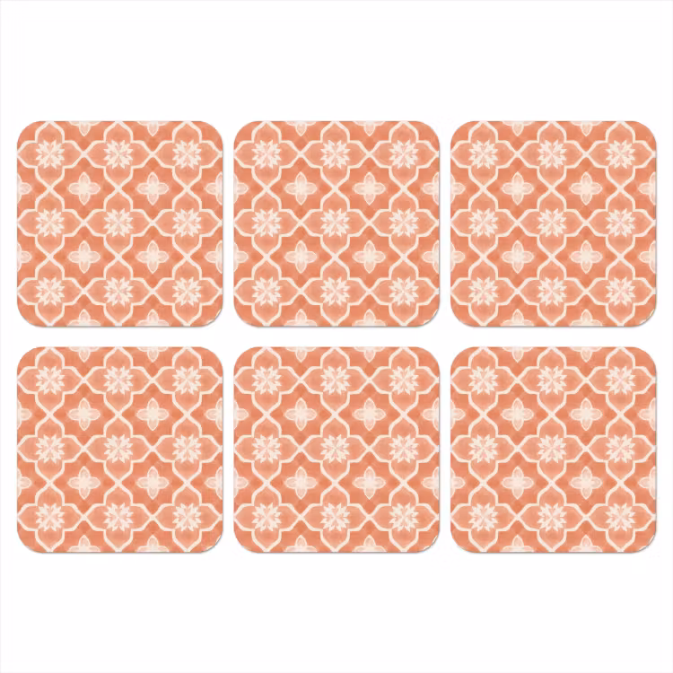 Onderzetter - Tegelpatroon - Arabesk - Vintage - Terracotta — 1
