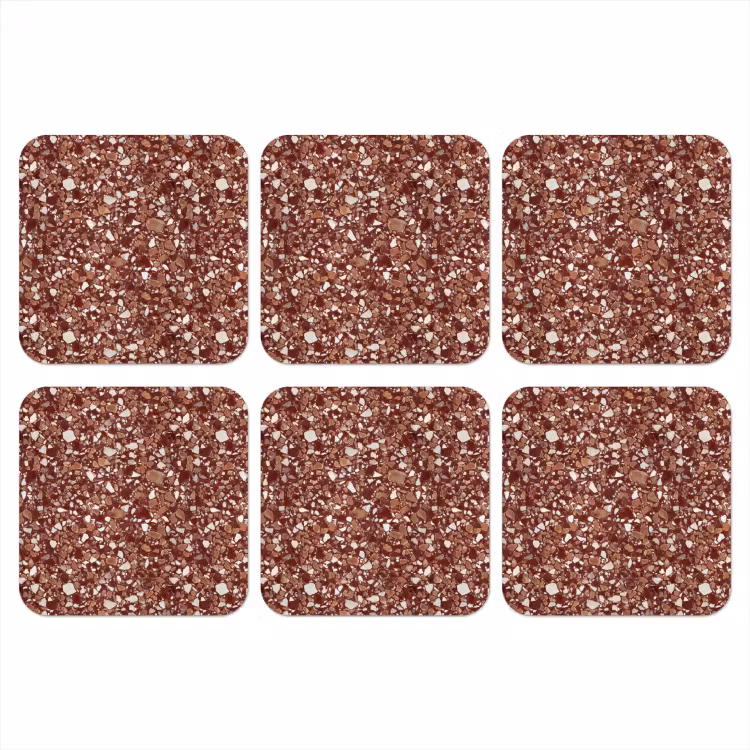 Onderzetter - Terrazzo - Patroon - Steentextuur - Roodbruin — 1
