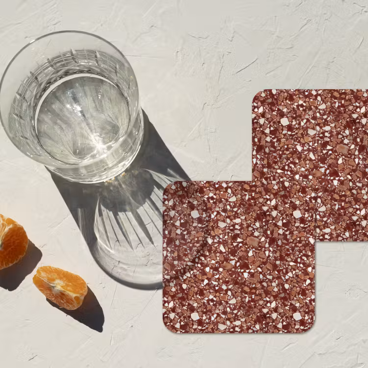 Onderzetter - Terrazzo - Patroon - Steentextuur - Roodbruin — 2