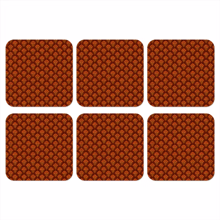 Onderzetter - Waaiers - Art Deco - Botanisch - Roestbruin - Oranje — 1