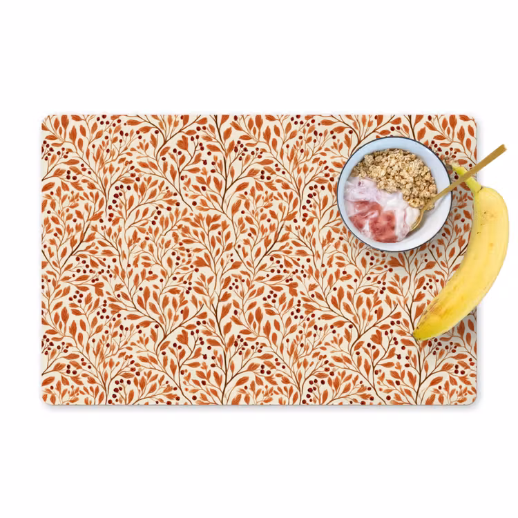 Placemat - 6 stuks - Bladeren - Botanisch - Terracotta — 1