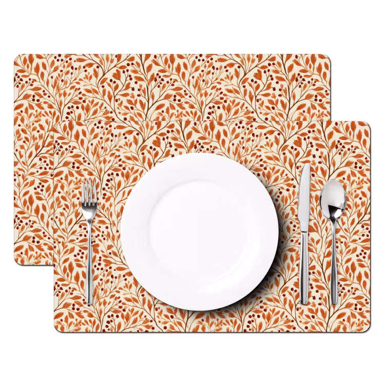 Placemat - 6 stuks - Bladeren - Botanisch - Terracotta — 2
