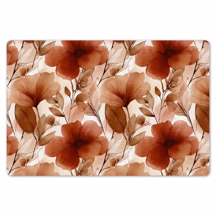 Placemat - 6 stuks - Bloemen - Aquarel - Botanisch - Terracotta — 7