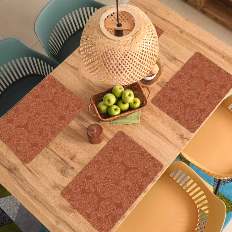 Placemat - 6 stuks - Cirkels - Abstract - Artistiek - Terracotta — 6