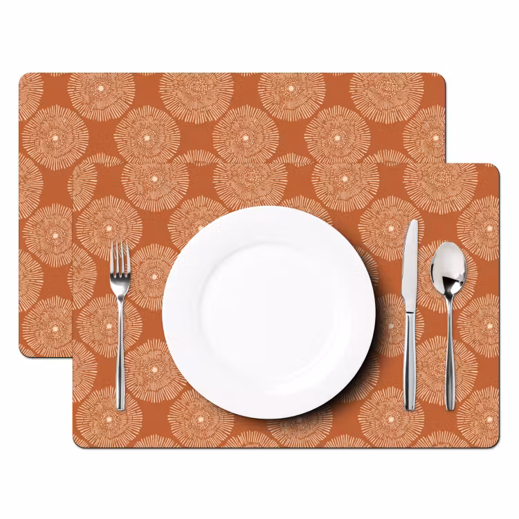 Placemat - 6 stuks - Cirkels - Grafisch - Patroon - Terracotta — 2