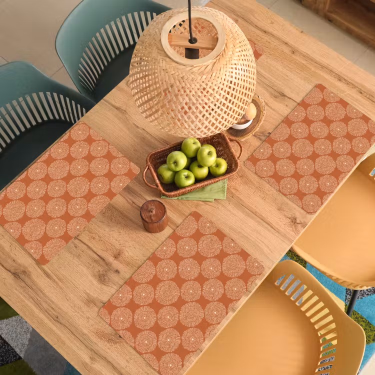 Placemat - 6 stuks - Cirkels - Grafisch - Patroon - Terracotta — 6