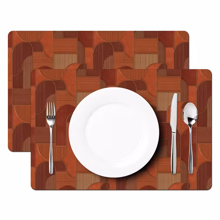 Placemat - 6 stuks - Geometrisch - Abstract - Textuur - Bruin — 2