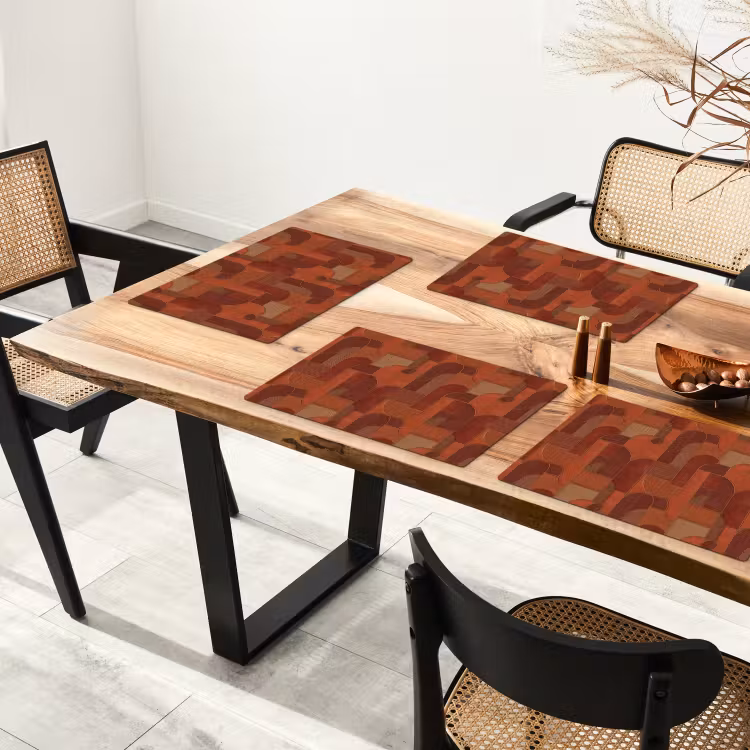 Placemat - 6 stuks - Geometrisch - Abstract - Textuur - Bruin — 5