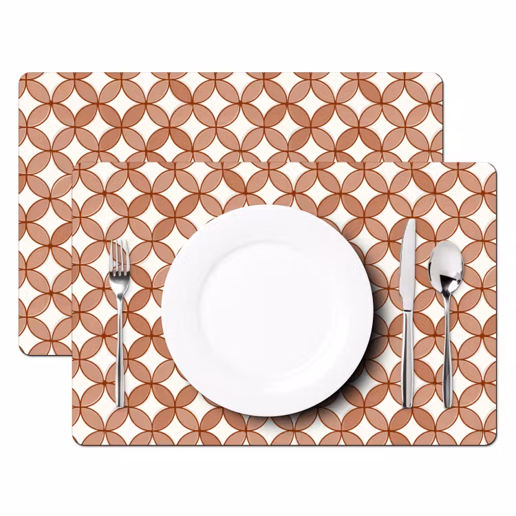 Placemat - 6 stuks - Geometrisch - Cirkels - Modern - Terracotta — 2