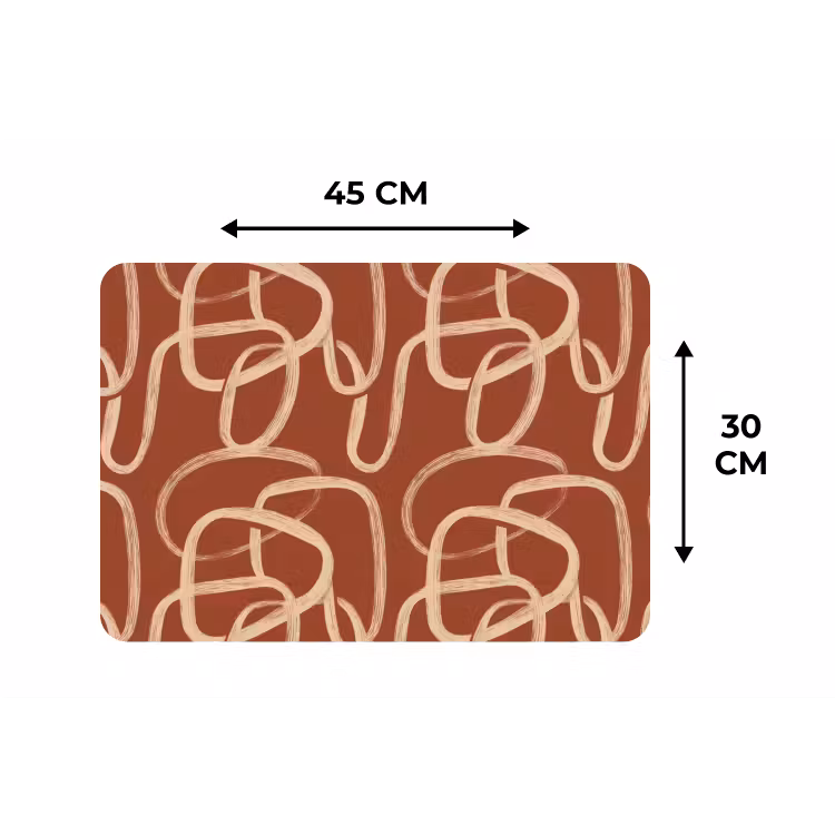Placemat - 6 stuks - Lijnen - Abstract - Organisch - Terracotta - Crème — 3