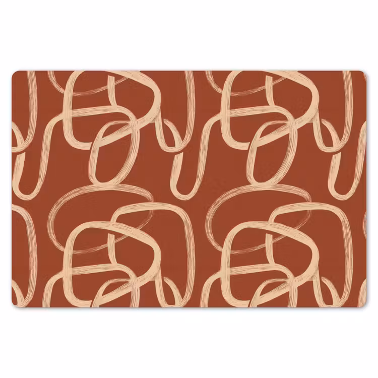 Placemat - 6 stuks - Lijnen - Abstract - Organisch - Terracotta - Crème — 7
