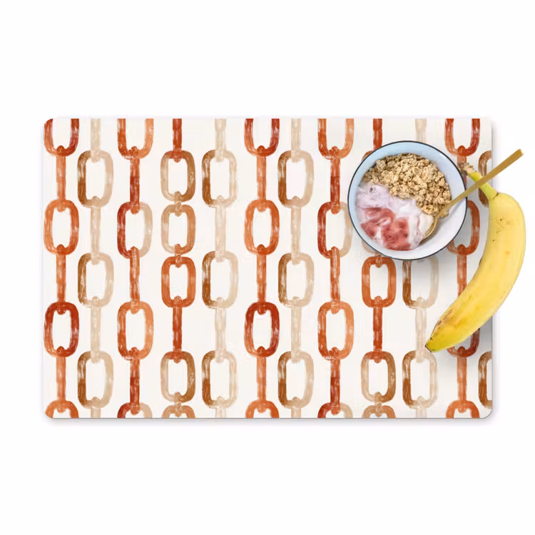 Placemat - 6 stuks - Schakels - Patroon - Aquarel - Terracotta — 1