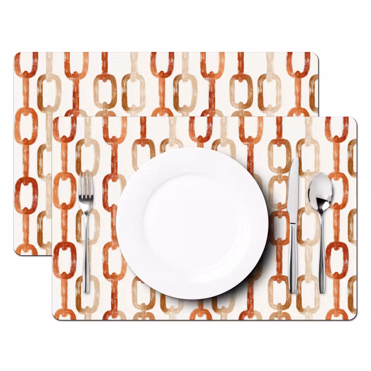 Placemat - 6 stuks - Schakels - Patroon - Aquarel - Terracotta — 2
