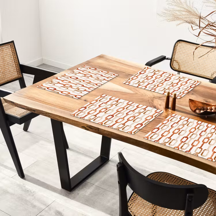Placemat - 6 stuks - Schakels - Patroon - Aquarel - Terracotta — 5