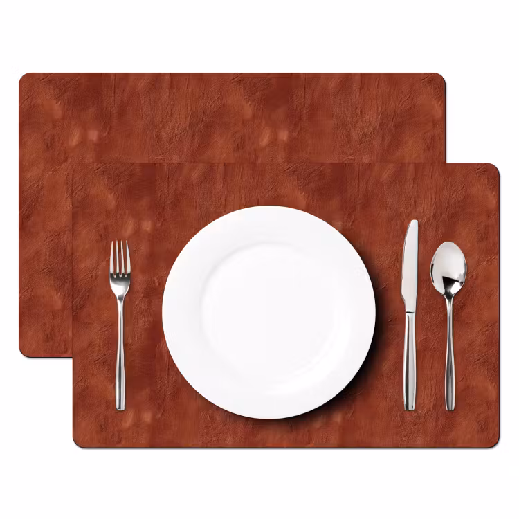 Placemat - 6 stuks - Stucwerk - Textuur - Terracotta — 2