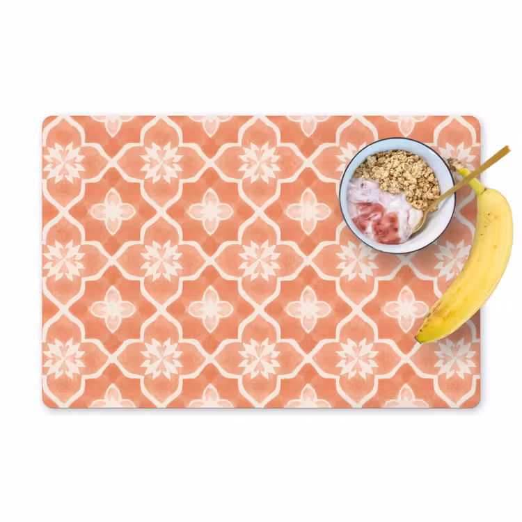 Placemat - 6 stuks - Tegelpatroon - Arabesk - Vintage - Terracotta — 1