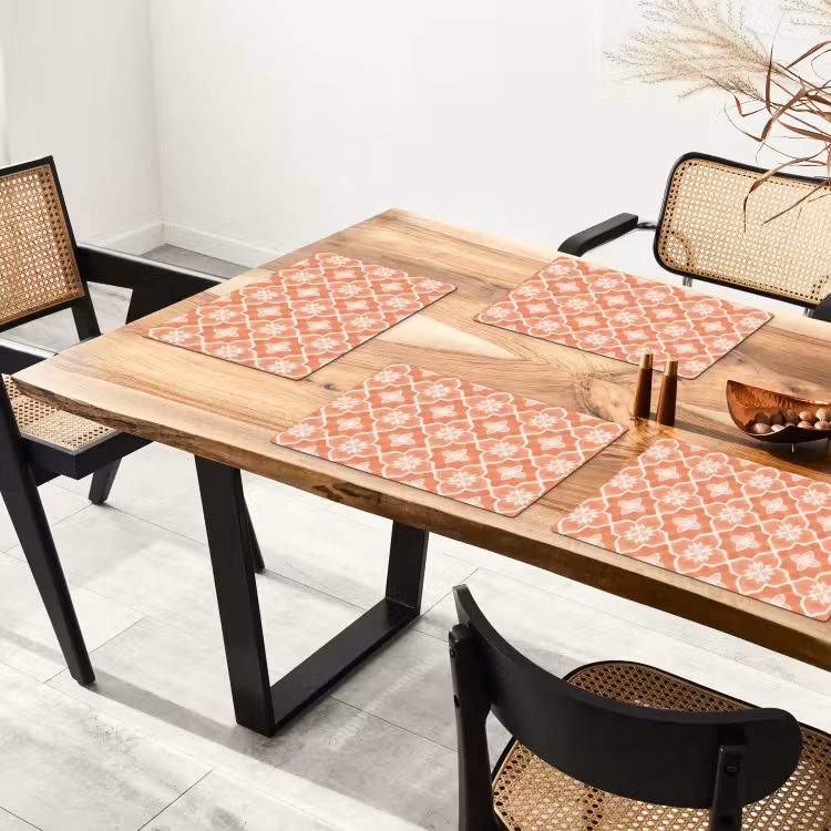 Placemat - 6 stuks - Tegelpatroon - Arabesk - Vintage - Terracotta — 5