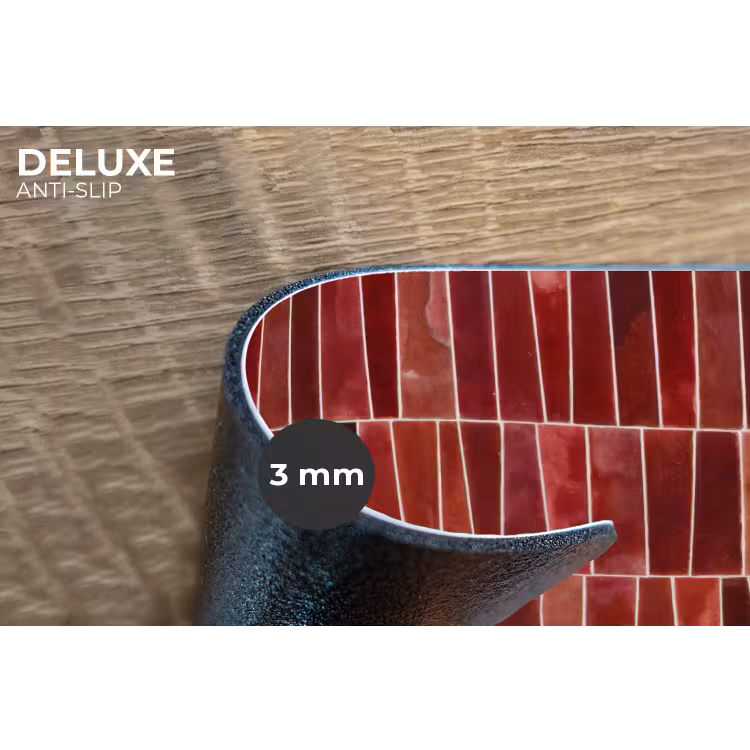 Placemat - 6 stuks - Tegels - Modern - Structuur - Dieprood — 4