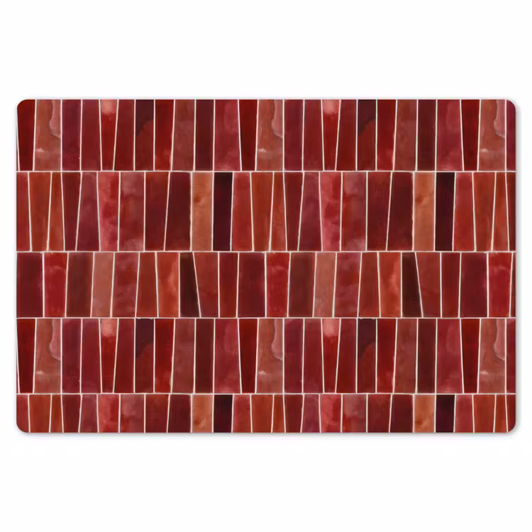 Placemat - 6 stuks - Tegels - Modern - Structuur - Dieprood — 7