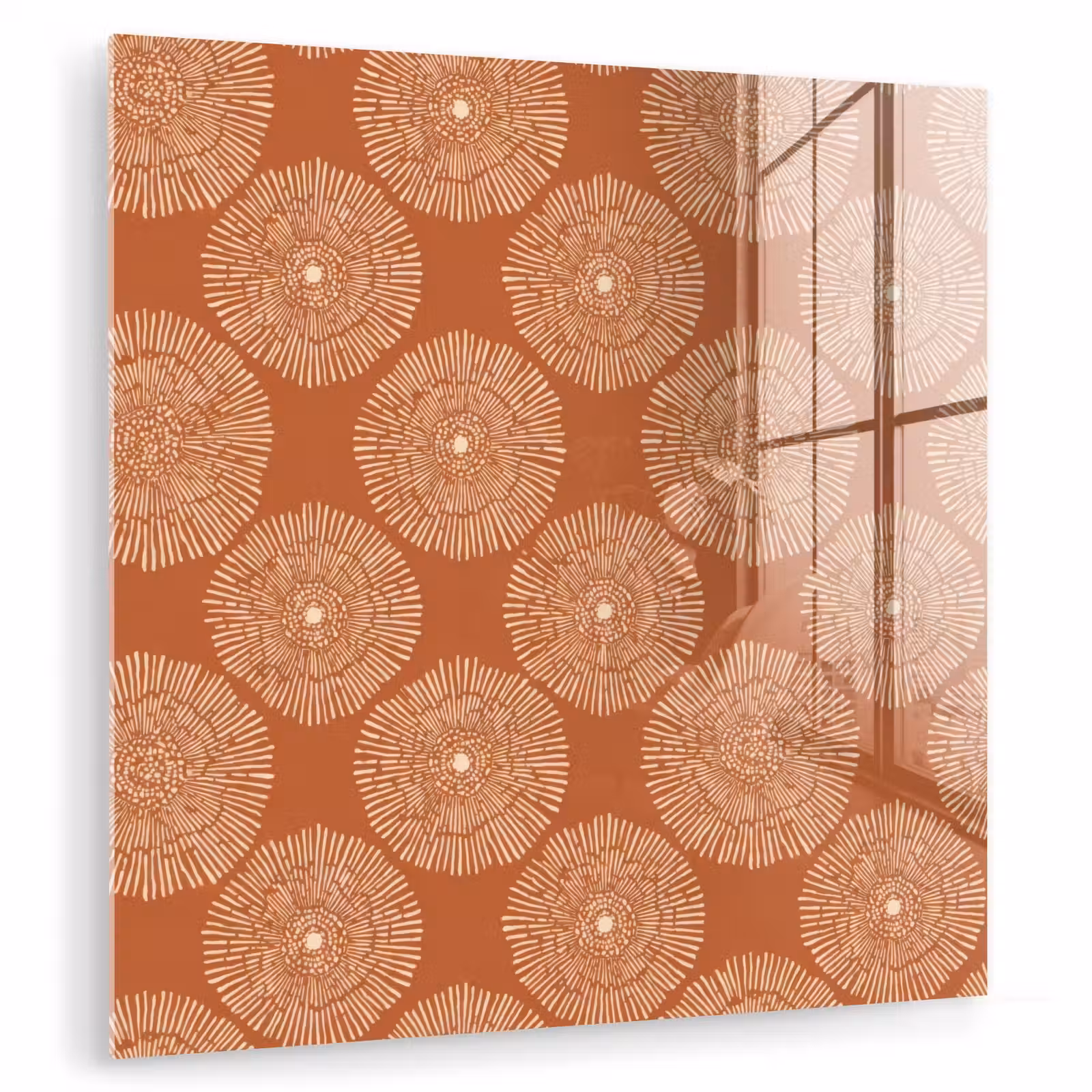 Glas schilderij - Cirkels - Grafisch - Patroon - Terracotta — 1