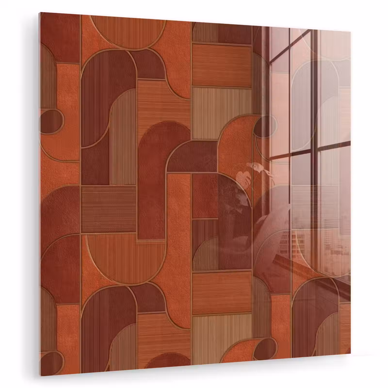 Glas schilderij - Geometrisch - Abstract - Textuur - Bruin — 1
