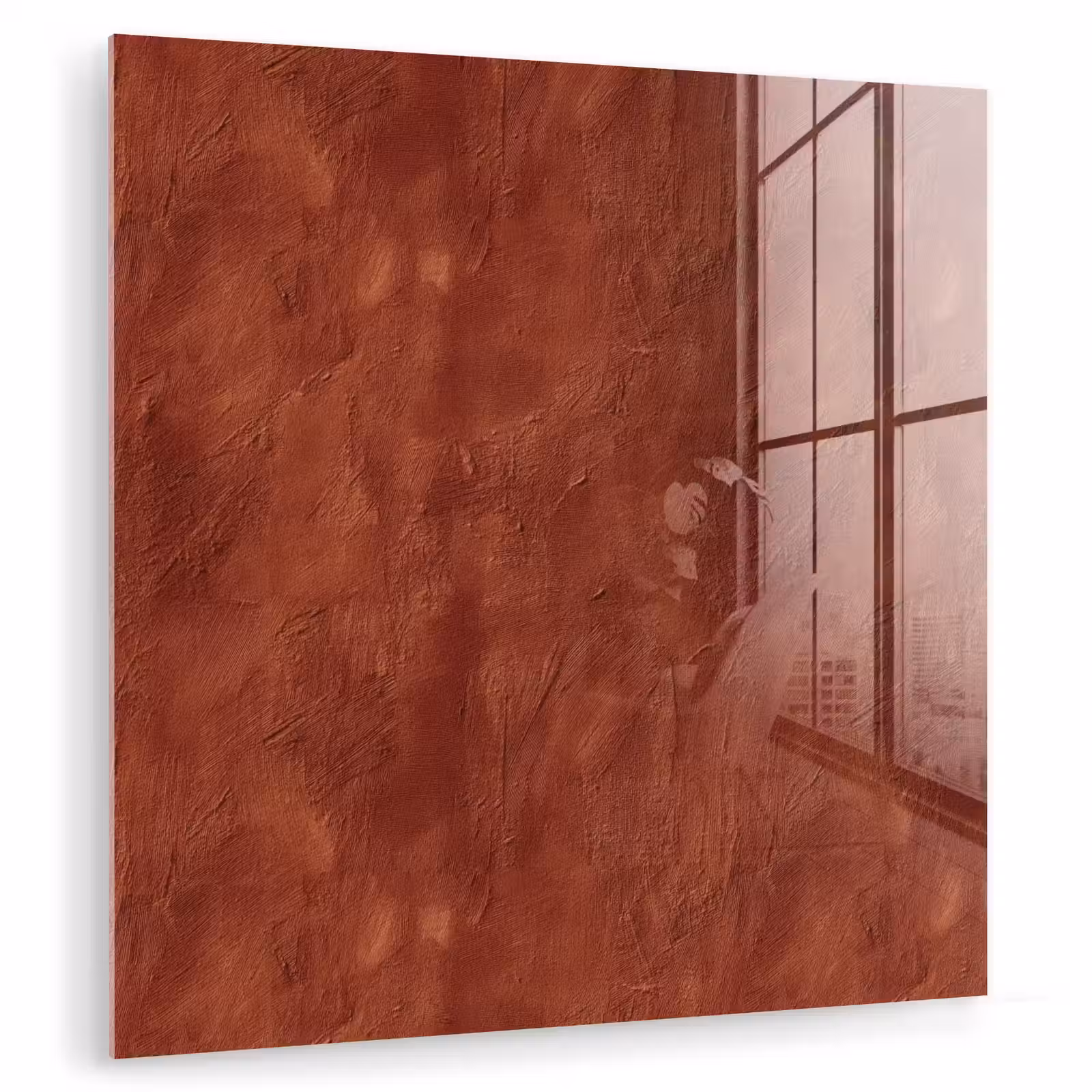Glas schilderij - Stucwerk - Textuur - Terracotta — 1