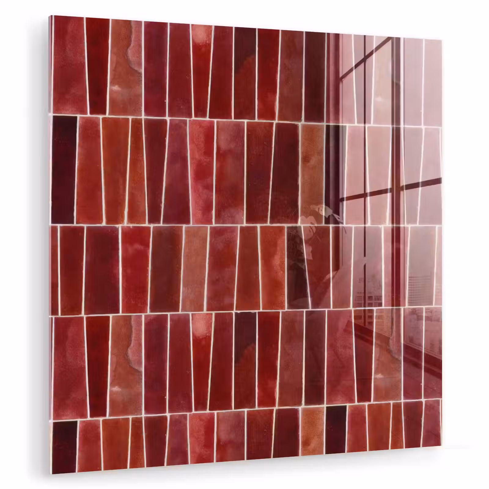Glas schilderij - Tegels - Modern - Structuur - Dieprood — 1