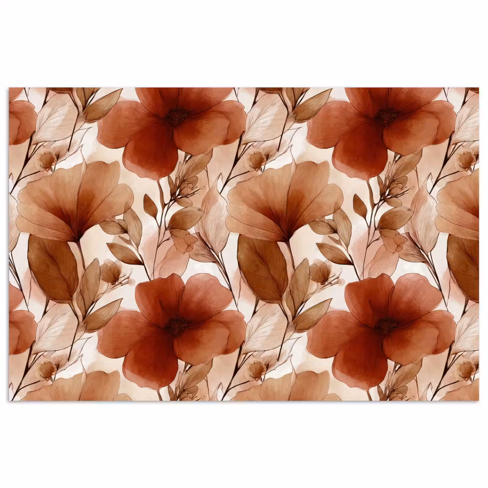 Poster - Bloemen - Aquarel - Botanisch - Terracotta — 1