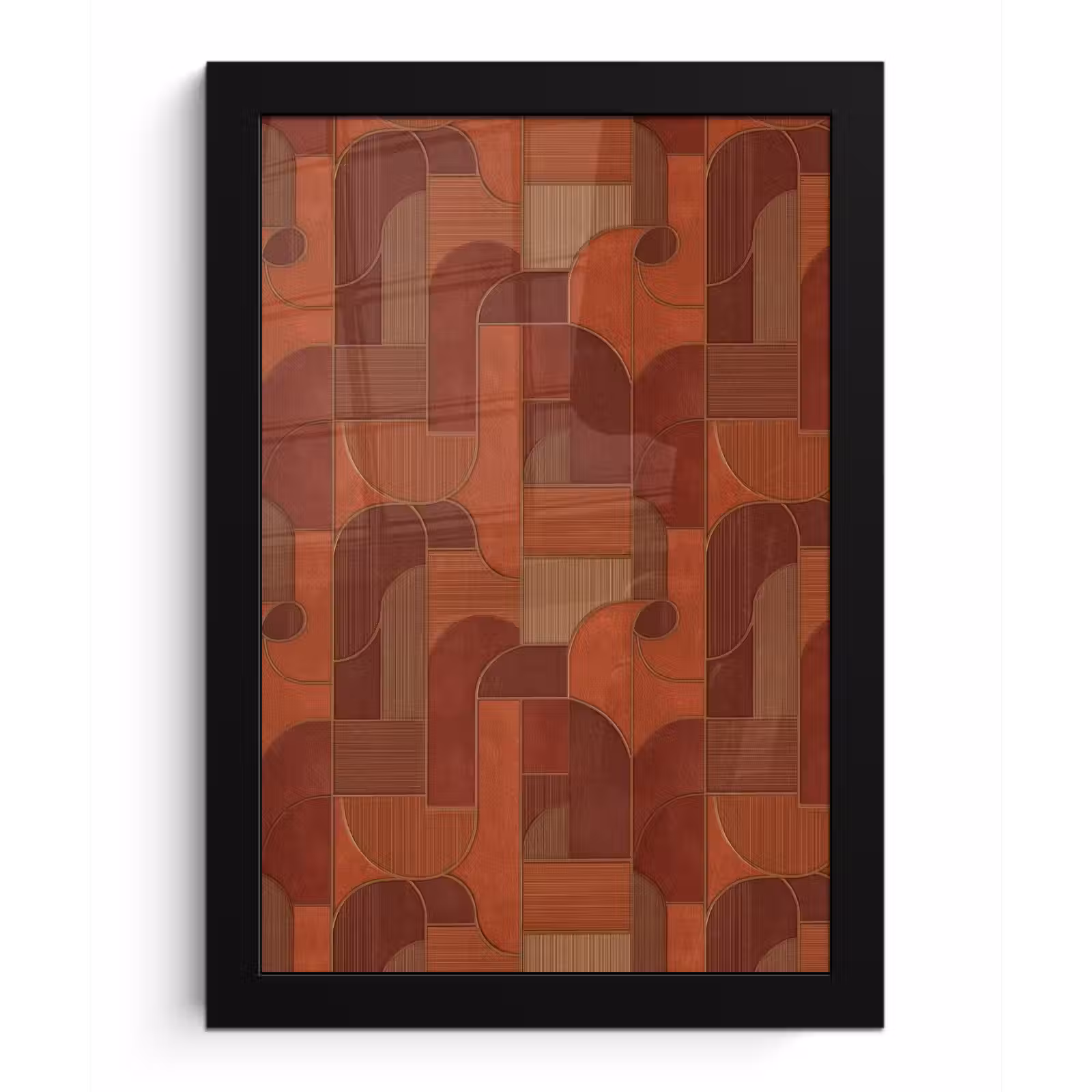 Poster met lijst - Geometrisch - Abstract - Textuur - Bruin — 1