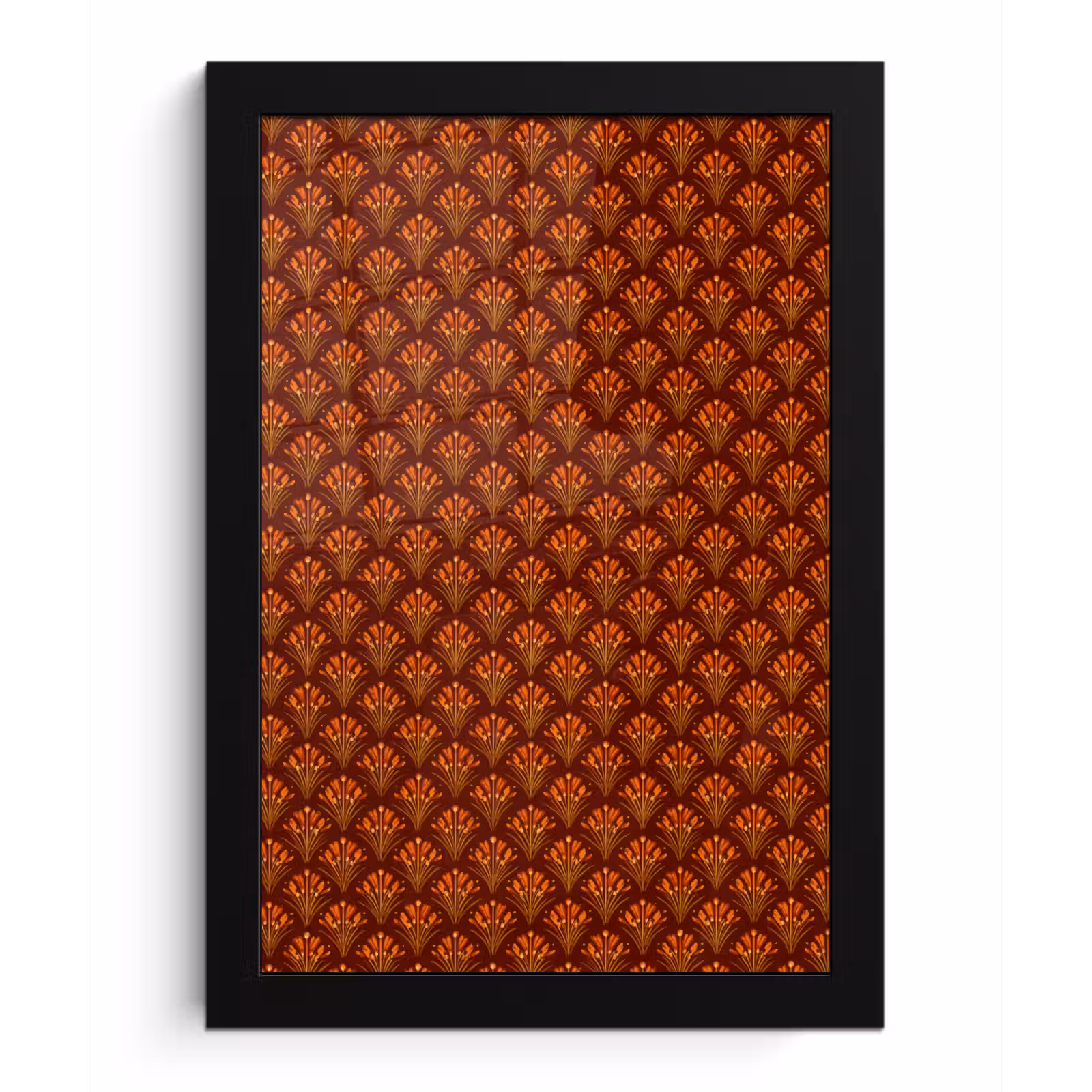 Poster met lijst - Waaiers - Art Deco - Botanisch - Roestbruin - Oranje — 1