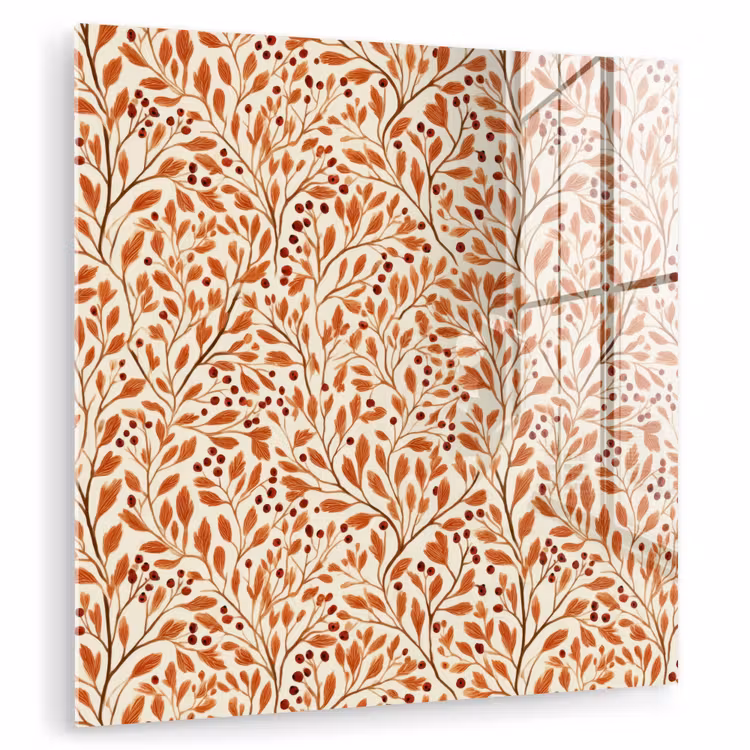 Glas schilderij - Bladeren - Botanisch - Terracotta — 1