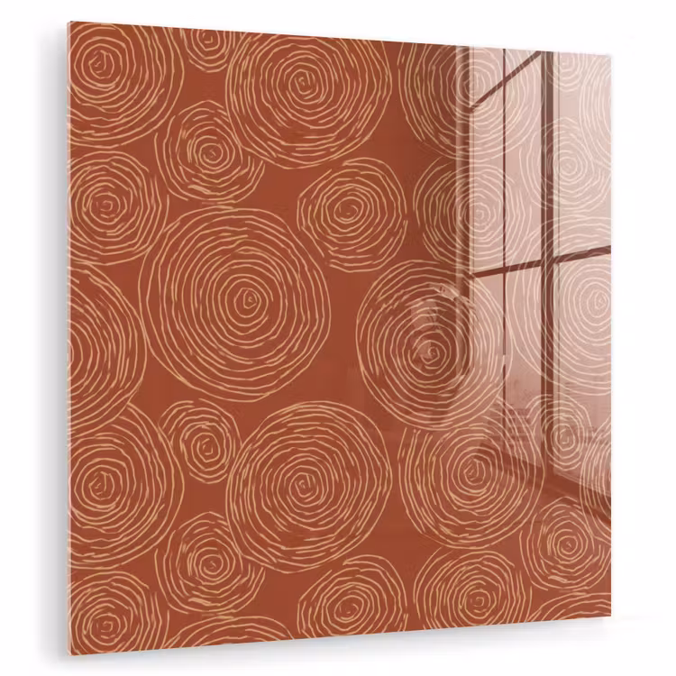 Glas schilderij - Cirkels - Abstract - Artistiek - Terracotta — 1
