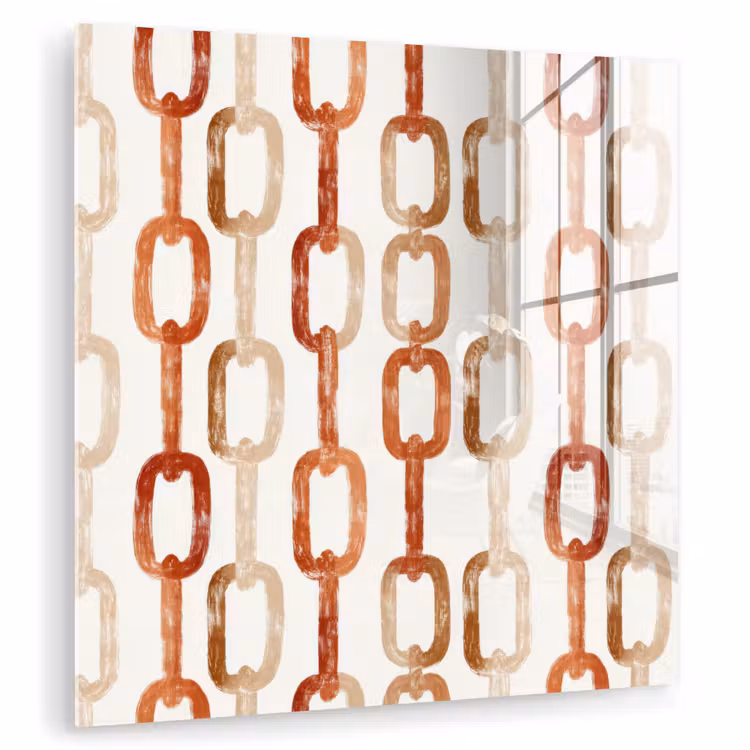 Glas schilderij - Schakels - Patroon - Aquarel - Terracotta — 1