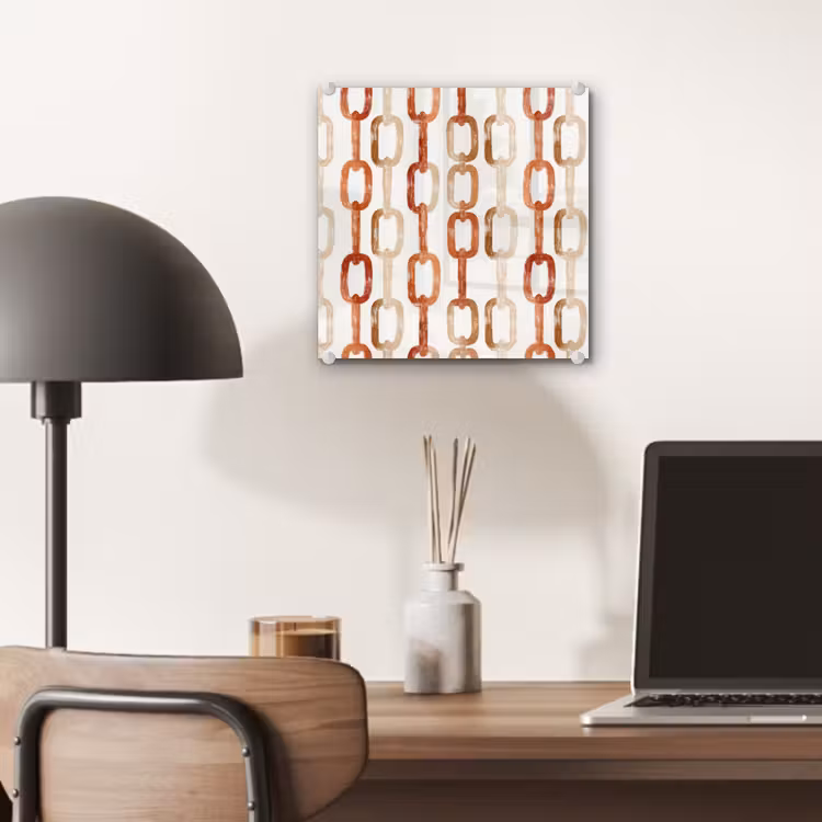 Glas schilderij - Schakels - Patroon - Aquarel - Terracotta — 7