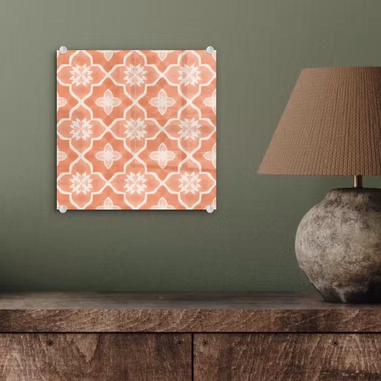 Glas schilderij - Tegelpatroon - Arabesk - Vintage - Terracotta — 4