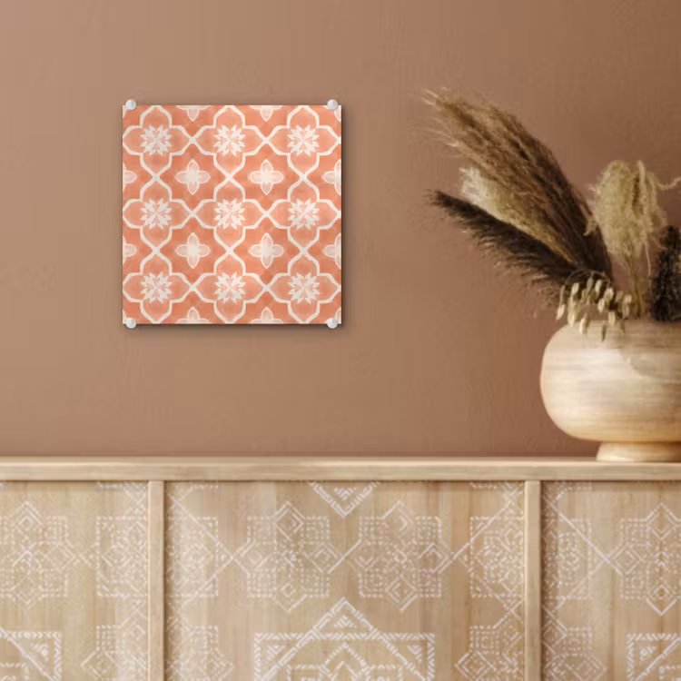 Glas schilderij - Tegelpatroon - Arabesk - Vintage - Terracotta — 6