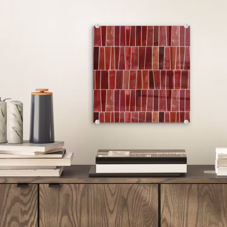 Glas schilderij - Tegels - Modern - Structuur - Dieprood — 2