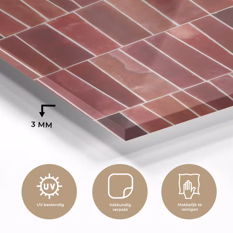 Glas schilderij - Tegels - Modern - Structuur - Dieprood — 3
